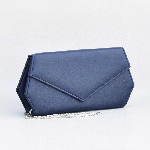 Клъч, официална дамска чанта тип плик, тъмно синя