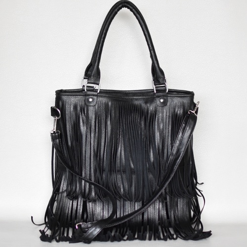 Евтина дамска чанта с ресни тип торба с дълга дръжка от изкуствена кожа