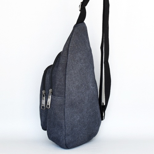 Мъжка чанта-раница за през гърди,рамо или гръб от брезент тъмно сива