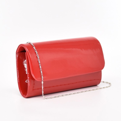 Официална лачена дамска чанта от еко кожа българска червена