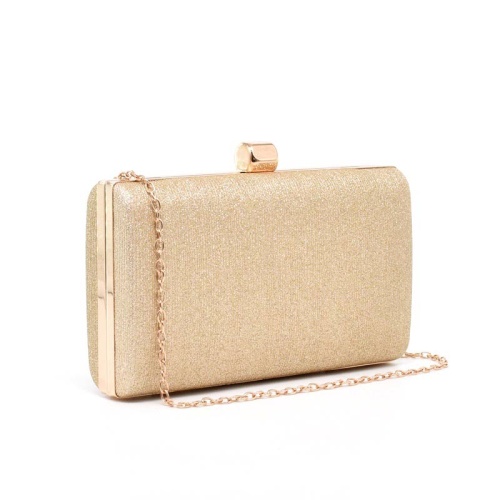 Клъч официална дамска чанта от еко кожа твърда топ модел златна