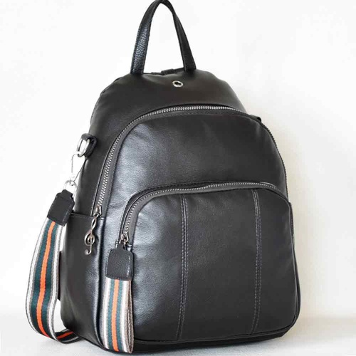 Дамска раница-чанта 2в1 от качествена еко кожа, с практично разпределение, черна