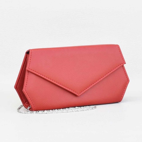 Клъч, официална дамска чанта тип плик, червена