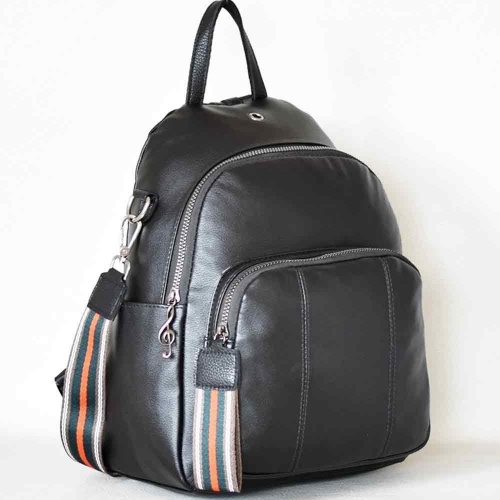 Дамска раница-чанта 2в1 от качествена еко кожа, с практично разпределение, черна
