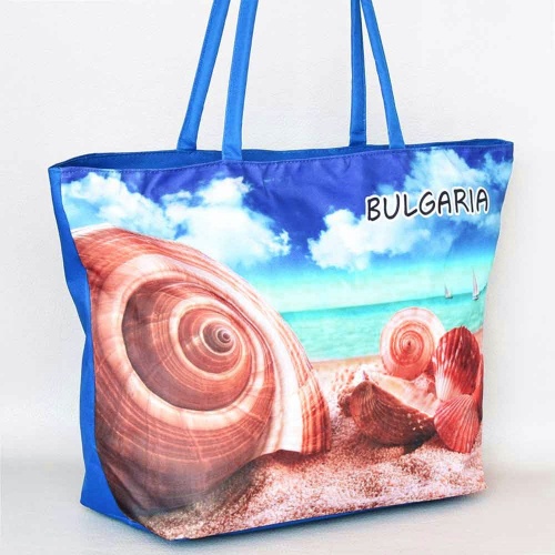 Плажна чанта евтина от непромокаем плат с цип, с красива картинка