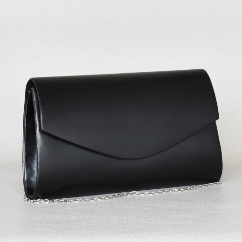 Официална дамска чанта клъч тип плик вечерна от еко кожа черна