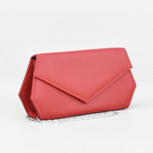 Клъч, официална дамска чанта тип плик, червена