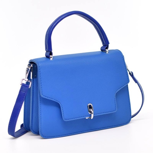 Дамска чанта от еко кожа с метална катарама синя