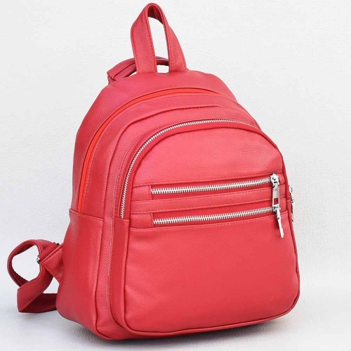 Дамска раница-чанта от еко кожа, практичен модел , червена