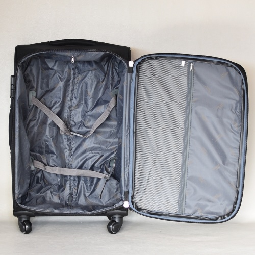Куфар с 4 колелца текстилен с джобове и разширителен цип голям 75/45/30+5 см черен
