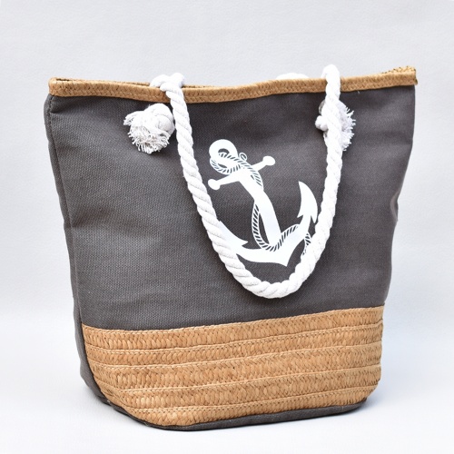 Плажна чанта голяма за под мишница, затваряне с цип текстилна кафява