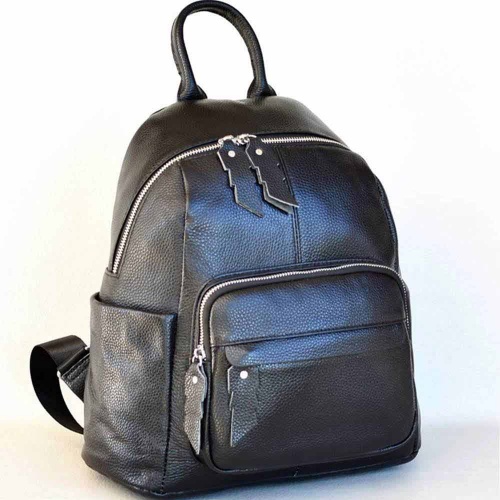 Дамска раница-чанта от естествена кожа, висококачествена, класически модел, черна