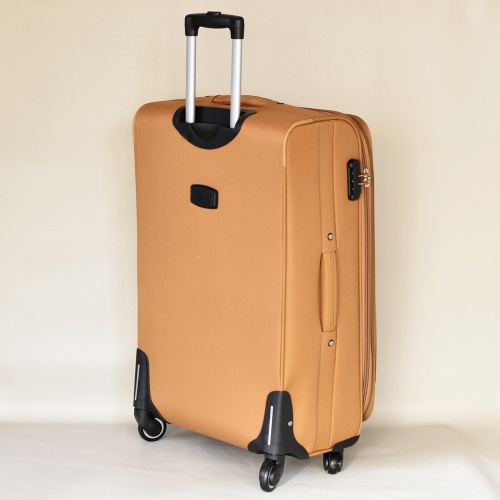 Комплект куфари с 4 колелца 3 броя текстилни с разширение и джобове охра