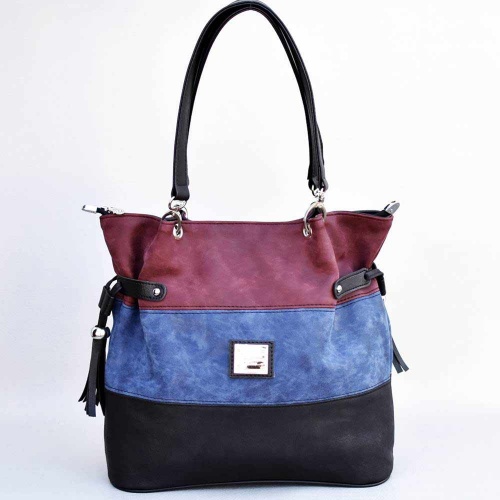 Българска дамска чанта, тип торба от еко кожа, пастелни цветове