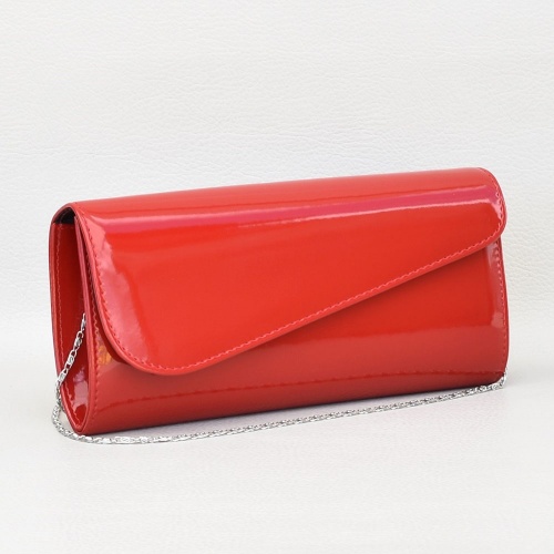 Клъч, тип плик-официална дамска лачена дамска чанта, българска, червена