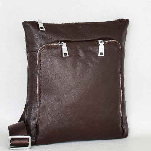 Мъжка чанта от естествена телешка кожа, произход Италия, спортно-елегантен модел, кафява