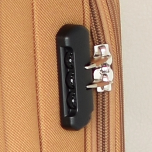 Куфар с 4 колелца текстилен с джобове и разширителен цип малък 56/36/24+5 см охра