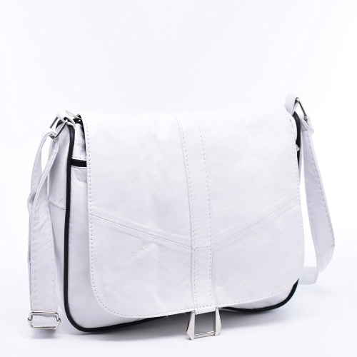 Дамска чанта от естествена кожа на парчета, с дълга дръжка за през рамо, нов модел, бяла