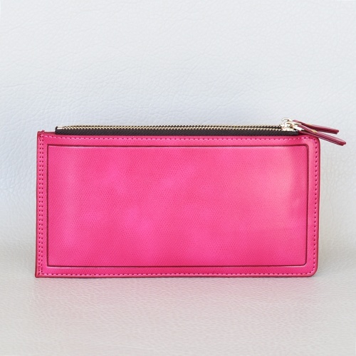 Евтино дамско портмоне от еко кожа с много отделения за карти розово