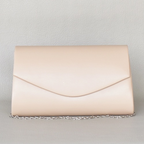 Официална дамска чанта клъч тип плик вечерна изчистен дизайн от еко кожа бежова