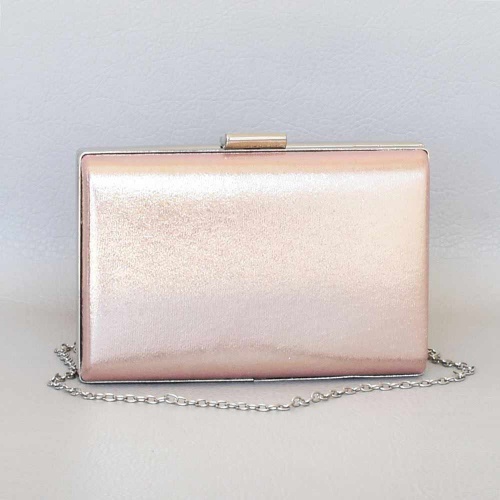 Клъч, тип портмоне-официална бална дамска чанта, розово злато