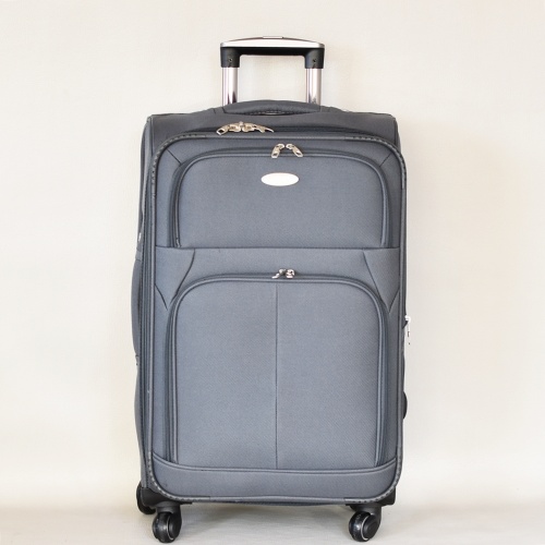 Куфар с 4 колелца текстилен с разширение и джобове среден 66/40/28+5 см сив