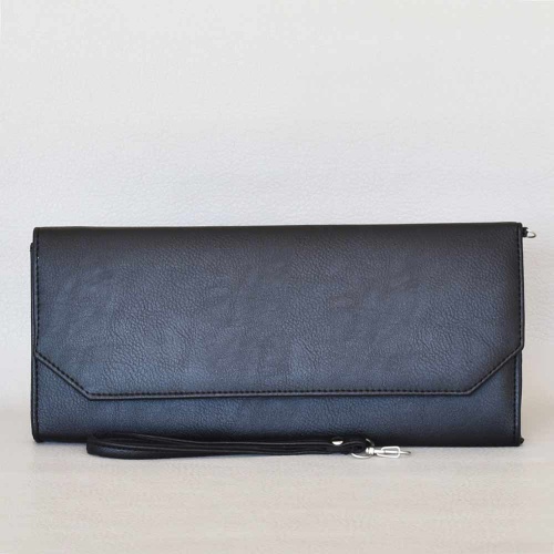 Клъч-официална бална чанта от еко кожа българска черна