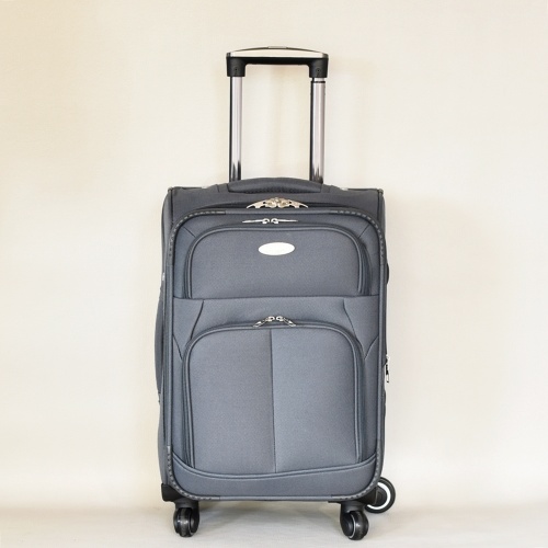 Куфар с 4 колелца текстилен с разширение и джобове малък 57/35/24+5 см сив