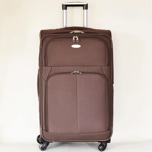 Куфар с 4 колелца текстилен с разширение и джобове голям 75/45/30+5 см кафяв