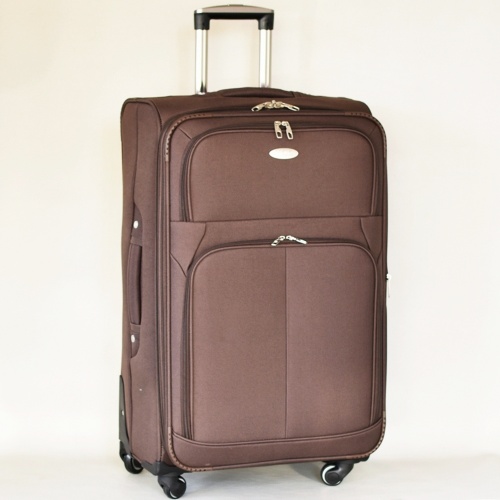 Куфар с 4 колелца текстилен с разширение и джобове голям 75/45/30+5 см кафяв