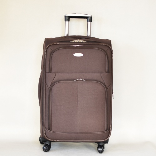 Куфар с 4 колелца текстилен с разширение и джобове среден 66/40/28+5 см кафяв