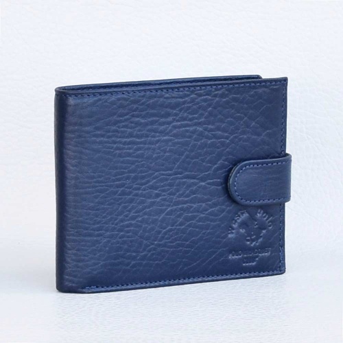 Мъжки портфейл от естествена кожа с допълнителна страница за карти и документи, тъмно син