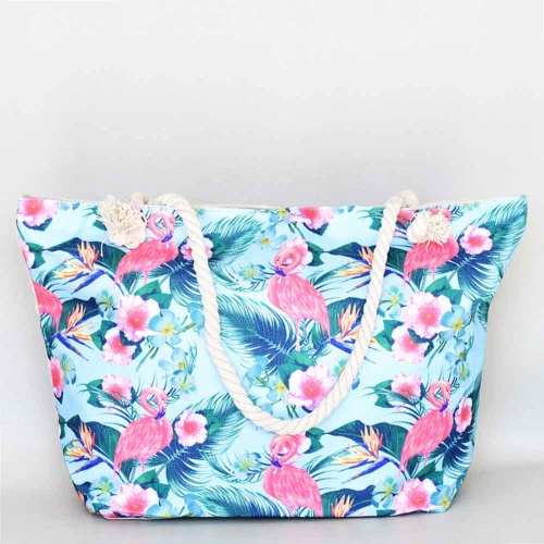 Плажна чанта голяма с красиви картинки фламинго