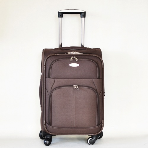 Куфар с 4 колелца текстилен с разширение и джобове малък 57/35/24+5 см кафяв