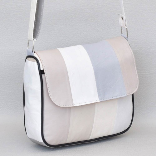 Дамска чанта от естествена кожа, малка, с дълга дръжка за през рамо, пастелни цветове