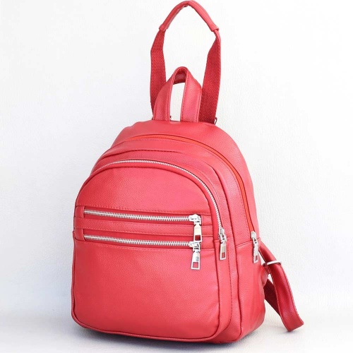 Дамска раница-чанта от еко кожа, практичен модел , червена