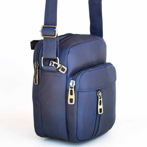 Мъжки чанти от плат: Мъжка чанта от непромокаем плат с къса и дълга дръжка, всекидневен модел, синя