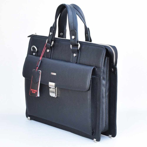 Бизнес чанта от естествена кожа REFORM, спортно-елегантен модел, черна