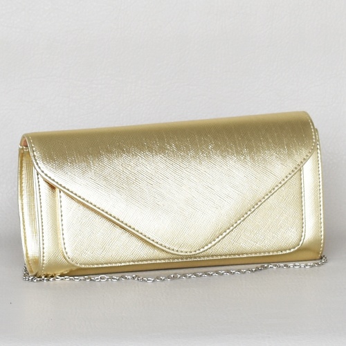Бална дамска чанта клъч тип плик с релеф златна