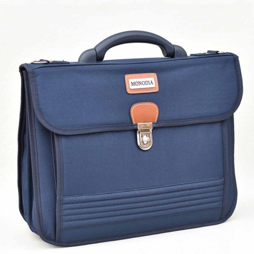 Бизнес чанта текстилна твърда за документи формат А4 функционално разпределение, синя