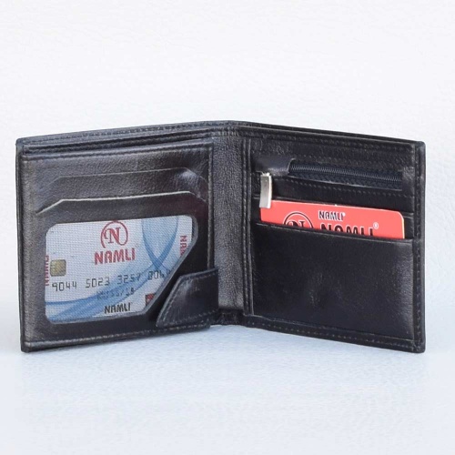 Мъжки портфейл от естествена кожа без монетник с много отделения за карти