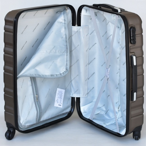 Куфар с колелца от ABS твърд среден с релефно оребряване четири колелца 65/41/25 см