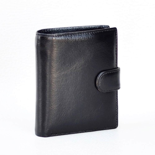 Мъжки портфейл от естествена кожа 2в1 с вадещ се калъф за документи, луксозен модел, черен