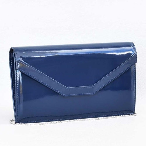 Клъч-официална бална чанта, лачена, българска, тъмно синя