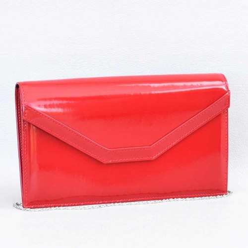 Клъч-официална бална чанта, лачена, българска, червена