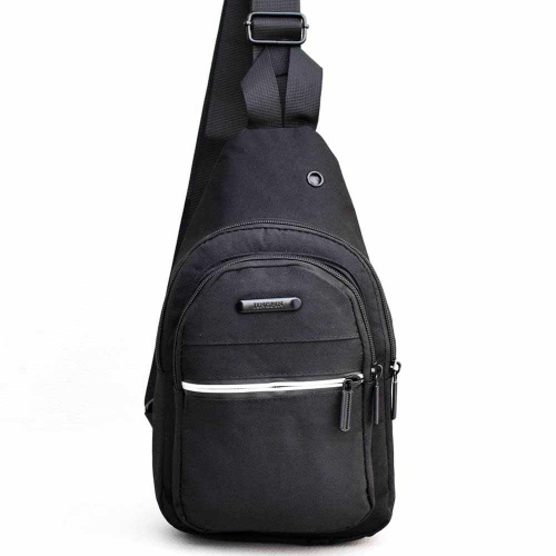 Мъжка чанта от здрав плат, за през гърди, рамо или гръб, черна