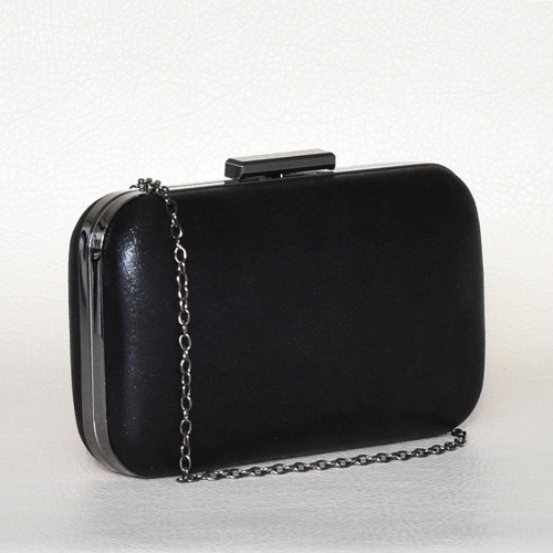 Дамска чанта клъч твърда официална стилен изчистен дизайн черна