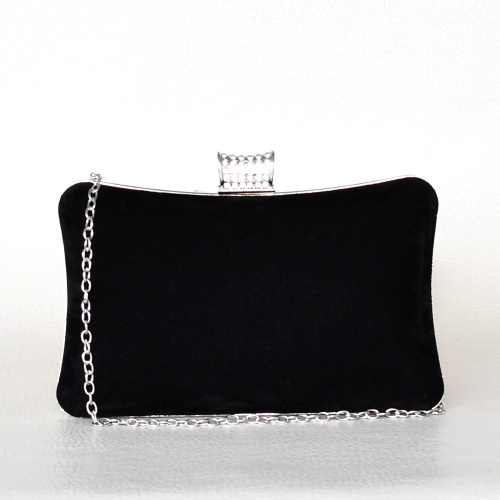 Дамска чанта клъч твърда стилен дизайн официална велур черна
