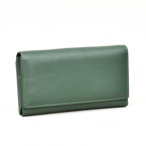Дамско портмоне от естествена кожа с допълнително отделение за карти, нов топ модел, зелено